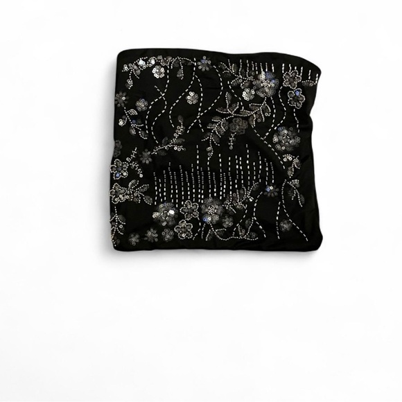 Faded Rose Black sequin tube top with beaded floral design nye in size small New - Picture 4 of 8